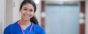 image of nurse student smiling in hallway
