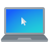 Computer icon with cursor on screen.